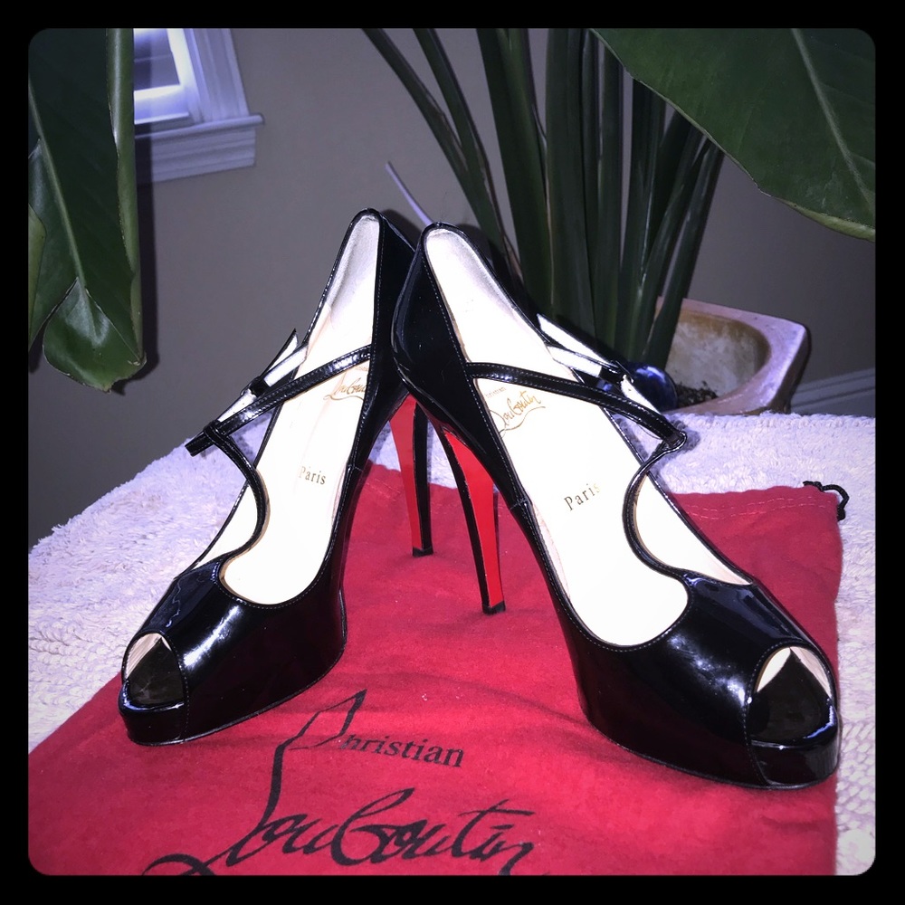 Beautiful patent Christian Louboutin t-strap heels